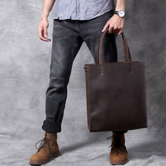Cool Handmade Leather Mens Tote Bag Cool Messenger Tote Bag Handbag for men