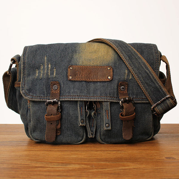 Denim Small Side Bag Mens Blue Denim Messenger Bags Vintage Denim Smal –  iwalletsmen