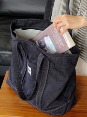 Mens Blue Denim Large Tote Bag Denim Handbag Denim Large Tote Shoulder Bag for Men Women