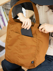 Womens Dark Khaki Nylon Huge Tote Bag Minimalist Nylon Shoulder Tote Messenger Bag for Women