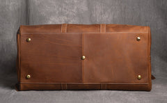 Cool Mens Coffee Leather Large Weekender Bag Duffle Bag Vintage Large Travel Bag for Men