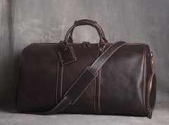 Cool Mens Leather Large Weekender Bag Duffle Bag Vintage Large Travel Bag for Men