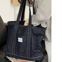 Womens Blue Denim Large Tote Bag Denim Handbag Denim Large Tote Shoulder Bag for Men Women