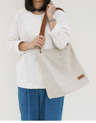 Womens White Canvas Tote Bag Canvas Shoulder Bag Canvas Crossbody Tote Bags for Men