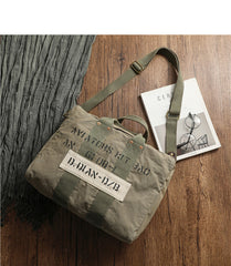 Khaki Canvas Mens Pilot Bag Canvas WWII Bag Canvas Army Weekender Bag Travel Bag for Men