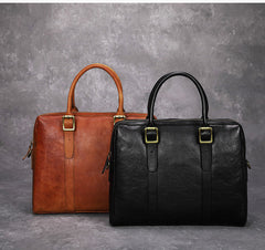Leather Mens Briefcase 13 inches Laptop Work Handbags Shoulder Business Bags For Men