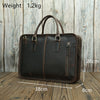 Coffee Leather Mens Briefcase Work Handbag 14 inches Laptop Business Bag For Men
