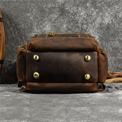 15'' Leather Mens Travel Backpack Large Laptop Rucksack Backpack For Men
