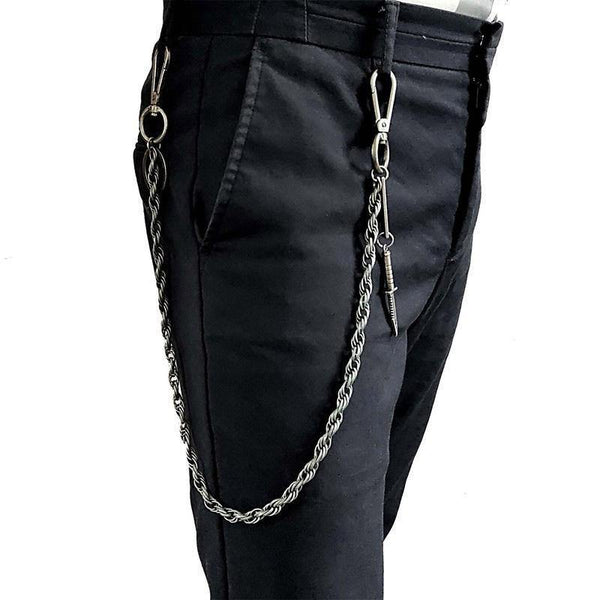WG Black Metal Wallet Chain Triple Long Pants Chain Black Jeans Chain Jean Chains for Men