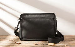Black Cool Leather Mens Shoulder Bags Messenger Bags for Men - iwalletsmen