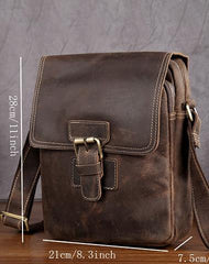 Vintage Leather Small Messenger Bag Shoulder Bag For Men - iwalletsmen