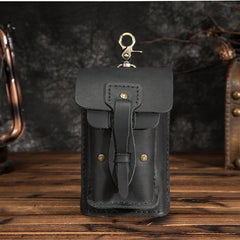 Vintage Black Leather Men's Belt Pouch Cell Phone Holster Belt Bags For Men - iwalletsmen