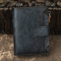 Handmade Leather Brown Men's Zipper Small billfold Wallet Bifold Wallet Card Wallet For Men - iwalletsmen