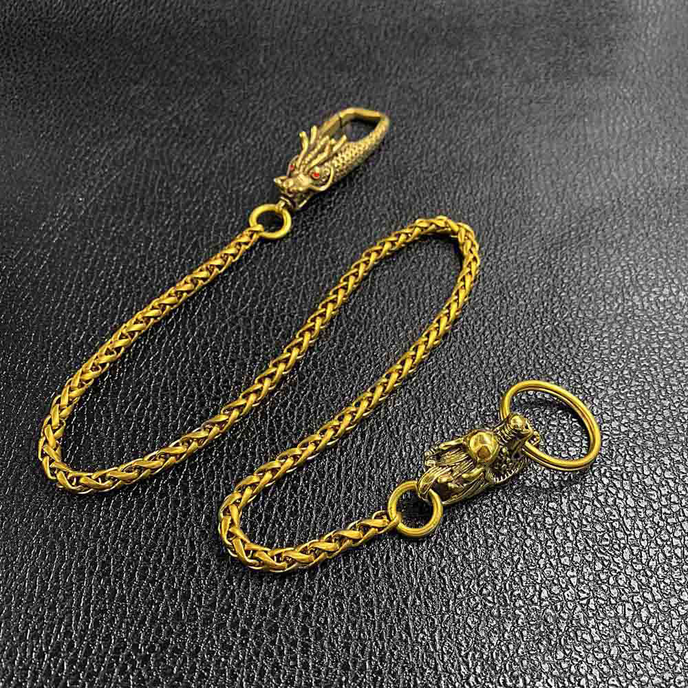 Cool Brass 18" Mens Chinese Dragon Key Chain Pants Chain Wallet Chain Motorcycle Wallet Chain for Men - iwalletsmen