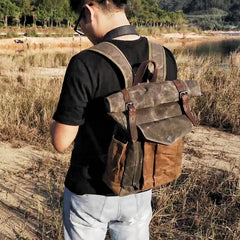 Cool Canvas Retro Mens Large Waterproof Travel Bag Computer Bag Student Backpack for Men - iwalletsmen