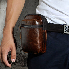 Mens Small Leather Belt Pouch Holster Belt Case Cell Phone Waist Pouch for Men - iwalletsmen