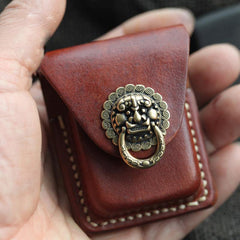 Handmade Brown Leather Mens Zippo Lighter Case With Belt Loop Lighter Holders For Men - iwalletsmen