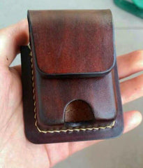 Brown Leather Classic Zippo Lighter Case Handmade Zippo Lighter Pouch with Belt Clip For Men - iwalletsmen