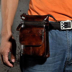Mens Leather Small Side Bag Waist Pouch Holster COURIER BAG Belt Case Belt Pouch for Men - iwalletsmen