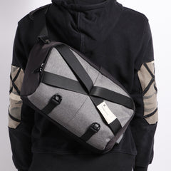 Cool Nylon Cloth Casual Men's Stitching Sling Bag Black One Shoulder Backpack Side Bag For Men - iwalletsmen
