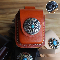 Handmade Mens Brown Leather Classic Zippo Lighter Cases Belt Zippo Lighter Holder with Belt Clip - iwalletsmen