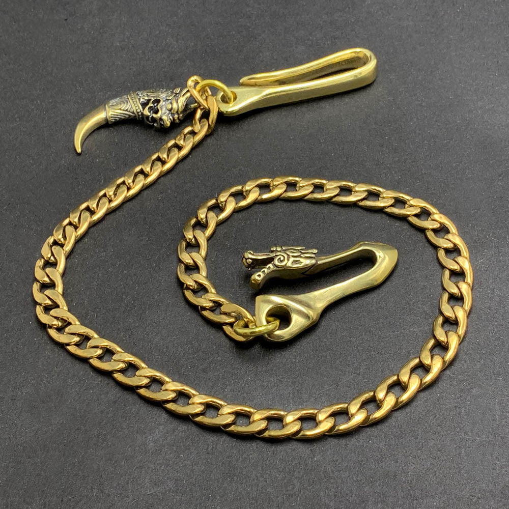 Fashion Pure Brass 18" Dragon Hooks Pants Chain Wallet Chain Motorcycle Wallet Chain for Men - iwalletsmen