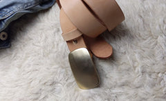 Beige Handmade Leather Mens Belt Leather Belt for Men - iwalletsmen