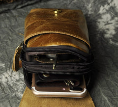 Small Mens Leather Belt Pouch Holsters Belt Case Cell Phone Waist Pouch for Men - iwalletsmen
