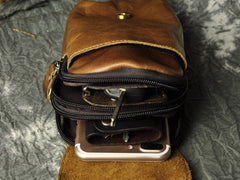 Small Mens Leather Belt Pouch Holsters Belt Case Cell Phone Waist Pouch for Men - iwalletsmen