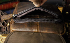 Mens Leather Small Belt Pouch Side Bags Waist Pouches COURIER BAG Holster Belt Case for Men - iwalletsmen