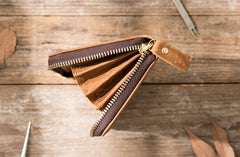 Cool Leather Mens Braided Long Zipper Clutch Wallets Long Wallet for Men - iwalletsmen