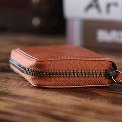 Handmade Mens Cool billfold Leather Wallet Men Small Card Wallets Zipper for Men
