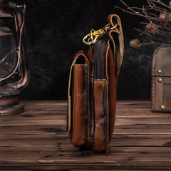Oiled Brown Leather Cell Phone Retro Belt Pouch for Men Waist Bags BELT BAG For Men - iwalletsmen