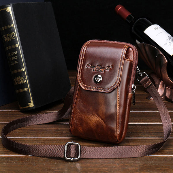 Cool Mens Leather Barrel Belt Pouch Mini Shoulder Bag Waist Bag Belt P –  iwalletsmen