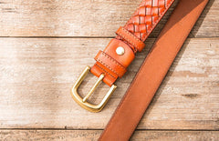 Handmade Cool Braided Leather Mens Belt Leather Belt for Men - iwalletsmen