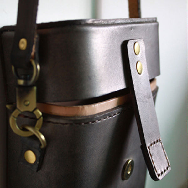 Handmade Gray Leather Mens Small Box Bag Shoulder Bag Messenger Bag fo