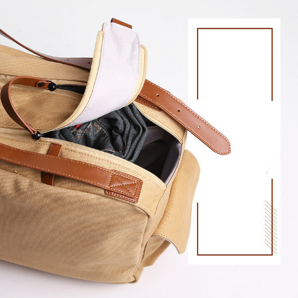 Cool Canvas PU Men's Casual Travel Shoulder Bag Travel Handbag Small W