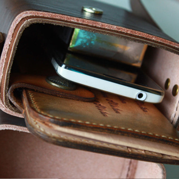 Handmade Leather Mens Box Bag Small Shoulder Bag Messenger Bag for Men –  imessengerbags