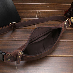 Vintage Brown Leather Men's Fanny Pack Waist Bag Brown Hip Pack Chest Bag For Men - iwalletsmen
