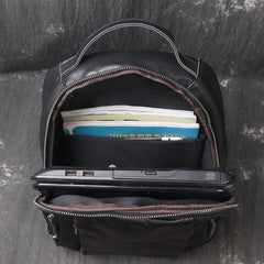 Black Leather Men's 14inch Computer Backpack Travel Backpack College Backpack For Men - iwalletsmen