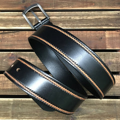 Cool Handmade Embossed Brown Tooled Leather Mens Belt Dark Brown Leather Belts for Men - iwalletsmen