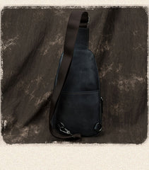 Blue Leather Mens Sling Bag Sling Backpack Brown Chest Bag Sling Shoulder Bag Sling Pack For Men - iwalletsmen