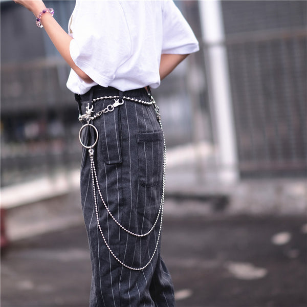 Fashion Men's Womens Double Bead Stainless Steel Pants Chains Biker Wa –  iwalletsmen