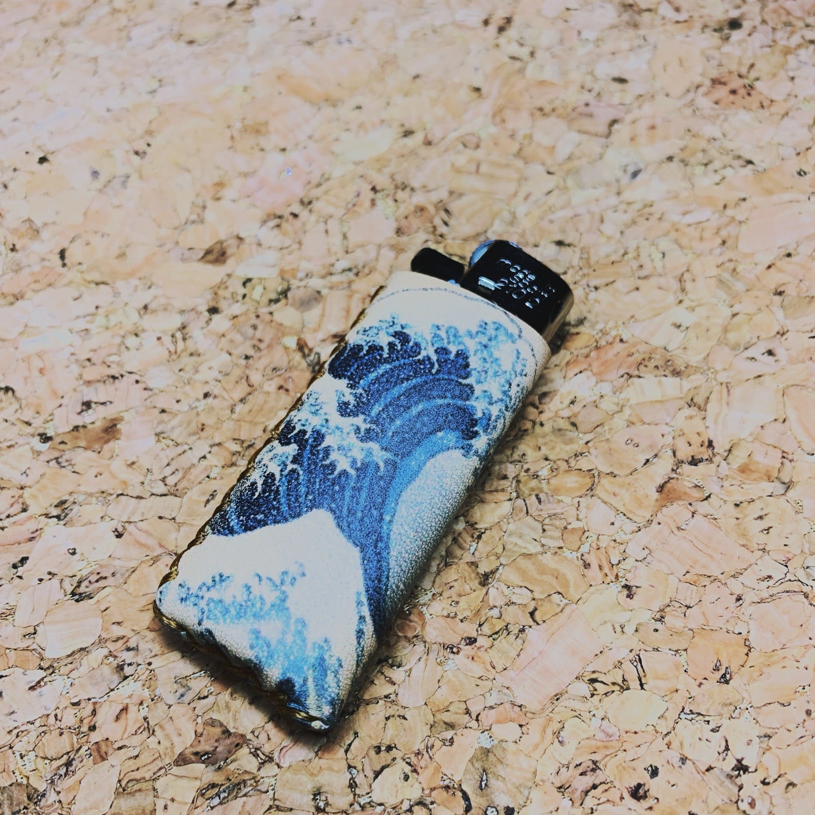 Bic Leather Lighter Case The Great Wave of Kanagawa Leather Bic Lighter Holder Leather Bic Lighter Covers For Men - iwalletsmen