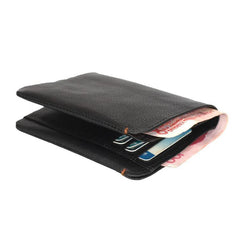 Leather Men's Billfold Wallet Bifold Small Wallet Black Slim Wallet Front Pocket Wallet For Men - iwalletsmen