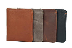Leather Men's Billfold Wallet Bifold Small Wallet Black Slim Wallet Front Pocket Wallet For Men - iwalletsmen