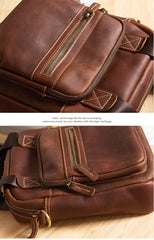 Coffee Leather Mens Small Vertical Messenger Bag Vertical Coffee Side Bags  Handbag For Men