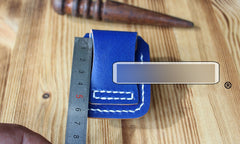 Handmade Blue Leather Mens Standard Zippo Lighter Case Zippo Lighter Holder with Belt Clip - iwalletsmen