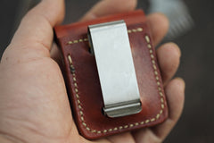 Brown Handmade Leather Mens Zippo Lighter Case With Belt Loop Coffee Zippo Standard Lighter Holders Steel Clip For Men - iwalletsmen