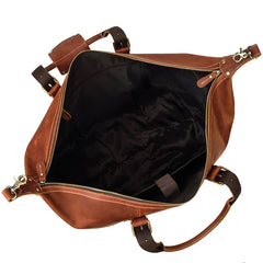 Coffee Leather Mens Travel Bag Weekender Bag Large Duffle Bag Cool Overnight Bag for Men